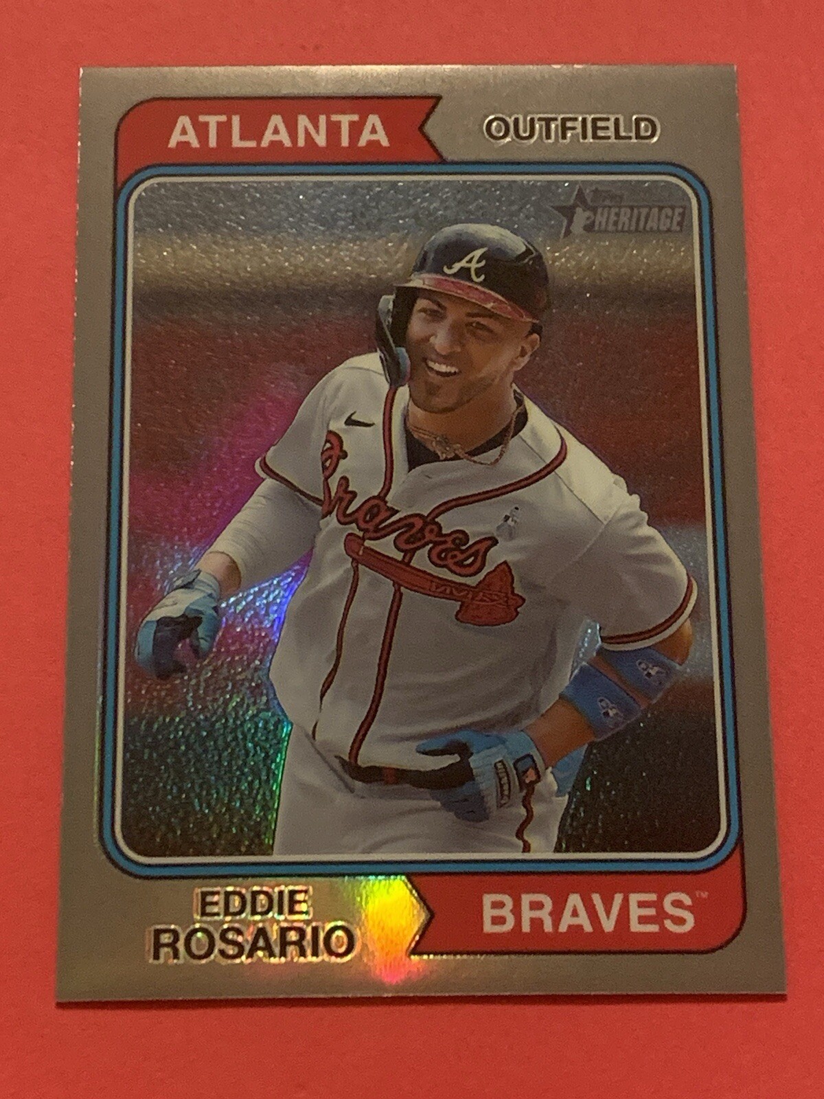 EDDIE ROSARIO (024/274) (SILVER CHROME REFRACTOR) 2023 Topps Heritage #506