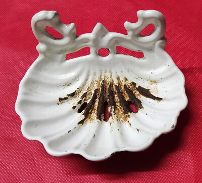Ancien Porte-savon En Fonte Émaillée Bleu - Vintage - Occasion Fonctionnel