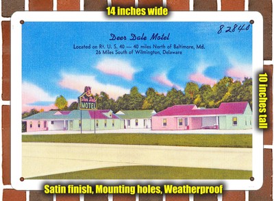 METAL SIGN - Maryland Postcard - Deer Dale Motel, Located On Route U. S. 40 --
