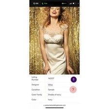 WTOO White Silk Beaded wedding Gown size 10 Orig.$1500