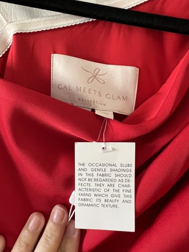 NEW GAL MEETS GLAM Ruby Red CARMEN One Shoulder Bow Pleated Wide Leg Jumpsuit 4 - Picture 10 of 11