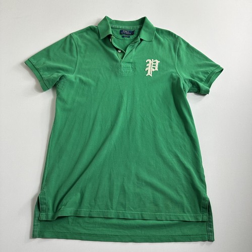 POLO RALPH LAUREN MEN'S PIQUE CUSTOM FIT GREEN POLO SHIRT SIZE LARGE SHORTSLEEVE