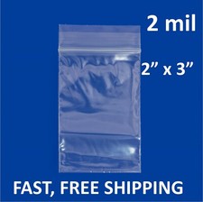2"x 3" ZIP SEAL BAGS CLEAR 2 MIL PLASTIC RECLOSABLE LOCK MINI BAGGIES 2MIL