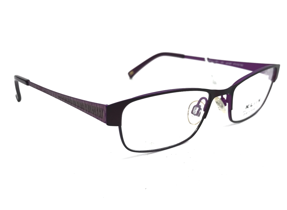 Kliik Denmark 428-423‎ Purple Rectangle Metal 47-18-135 FRAMES ONLY KLiiK Eyeglasses Frames 695 S407 Purple Tortoise Cat Eye  main image 4