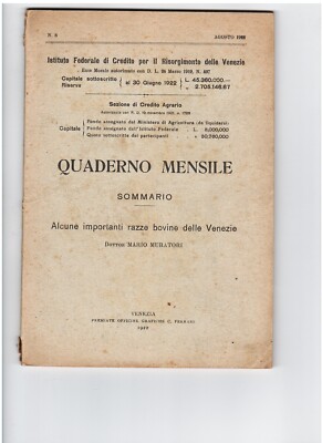 EINIGE RINDERRASSEN VENEDIGS, Rinderzucht, Mario Muratori 1922