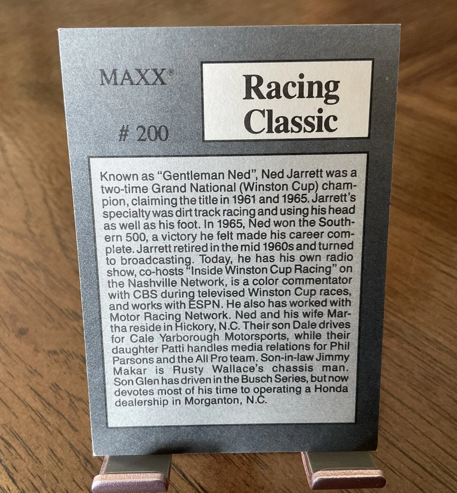 1989 Maxx Racing Racing Classic Ned Jarrett #200 - Image 2 of 2