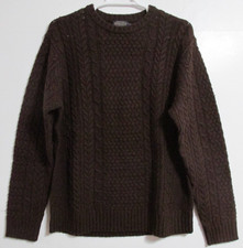 Men's Pendleton Washable Wool Fisherman Sweater Pullover Brown Size X-LARGE