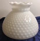 Vintage Ruffled Top Hobnail White Milk Glass Lamp Shade 7 7/8" Fitter Base #36