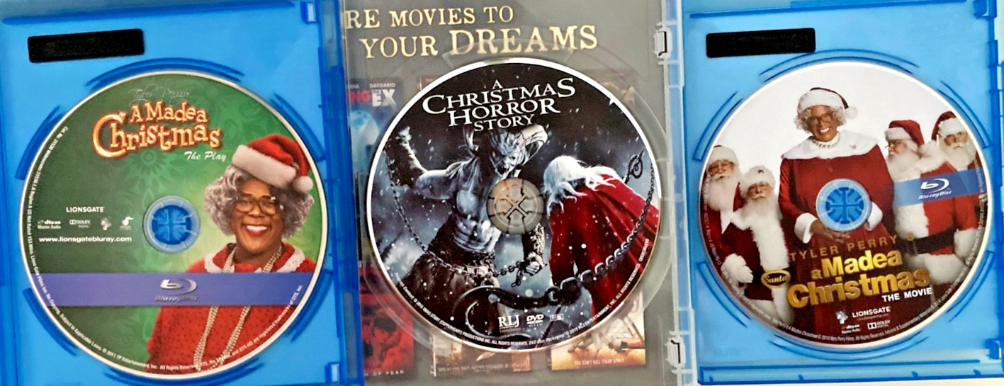 THREE (3) CHRISTMAS/HOLIDAY DVDs/Blu-ray A MADEA CHRISTMAS Play & Movie, HORROR