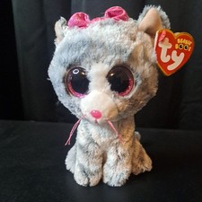 Ty Beanie Boos💜KIKI THE GREY TABBY CAT 9" MEDIUM BUDDIE NEW MWMT's