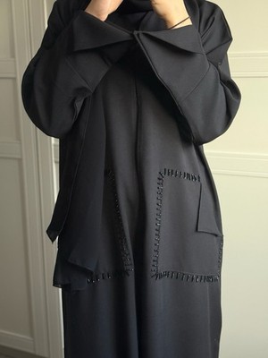Damen schwarz offen Abaya Muslim Kleid bescheiden Kaftan Dubai Robe Ramadan Kleid 56