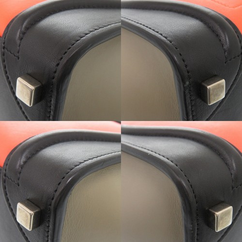 AUTHENTIC CELINE Luggage micro Shoppe rHand Bag Black/Orange Leather - Picture 5 of 10