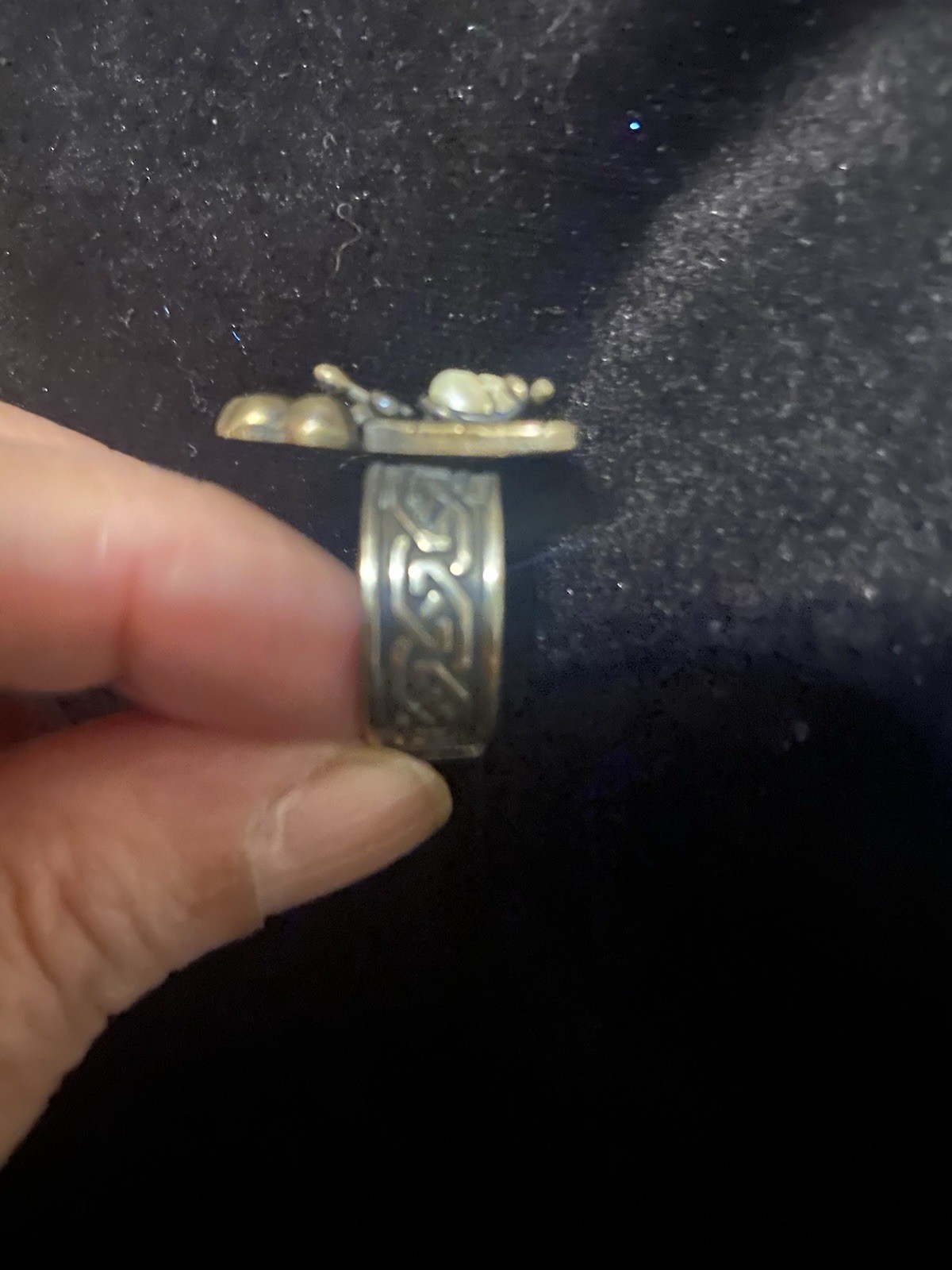 Triangle Statement Ring Metal Silver Bronze with … - image 3