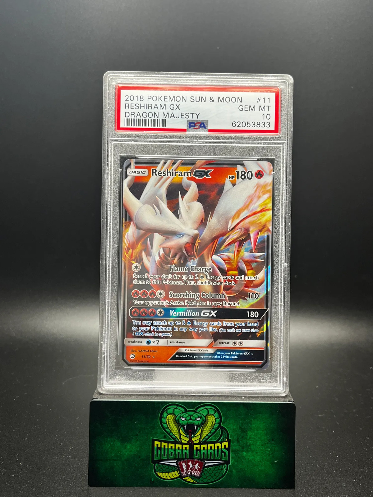 2018 Pokemon Sun & Moon Dragon Majesty Reshiram GX Dragon Majesty PSA 10 #11