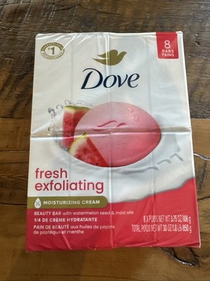 Dove Fresh Exfoliating Watermelon Bar Soap Moisturizing Cream 8 Bars in Total