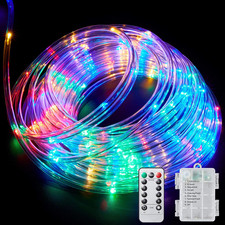 LED Rope Lights Outdoor String Light Battery Powered with Remote Control, 8 Mode