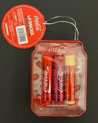 Lip Smacker COCOA COLA Flavored Lip Balms-3 Balms in COCA COLA TIN Carrying Case