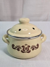Pfaltzgraff Metal Potpourri Pot Village Pattern Vintage S5403