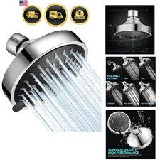 High Pressure Shower Head 5 Settings Fixed Showerhead 4 Inch Bathroom Shower