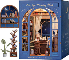 DIY Book Nook Kit for Adults, 3D Wooden Puzzle Booknook Miniature House Kit