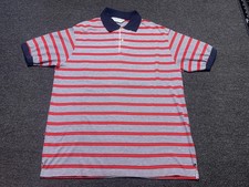 Vintage Sears Oakton Polo Shirt Mens XL Red Striped Skater 1990s Made in USA Y2K