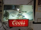 Very Very Rare Vintage Coors Beer Mountain Winter Stream Motion Bar Light Sign