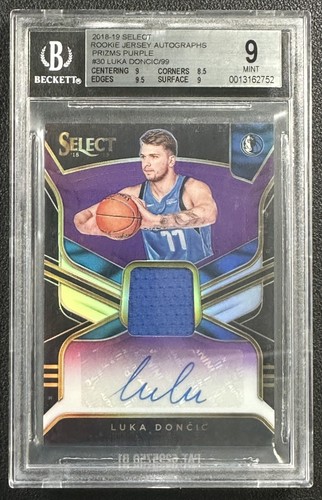 LUKA DONCIC BGS 9 2018-19 PANINI SELECT ROOKIE JERSEY AUTO PURPLE PRIZM 84/99