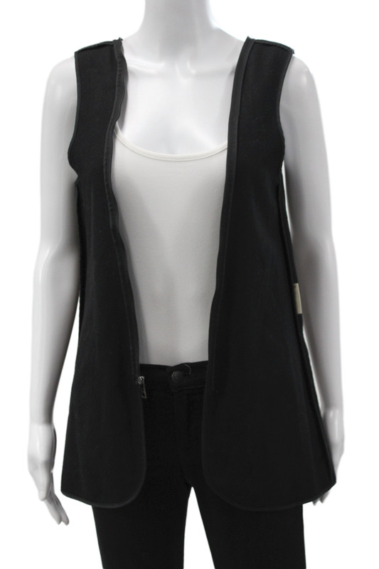 Burberry Brit Women Sleeveless Black Check Cotton Polyester Vest Zip Size 4