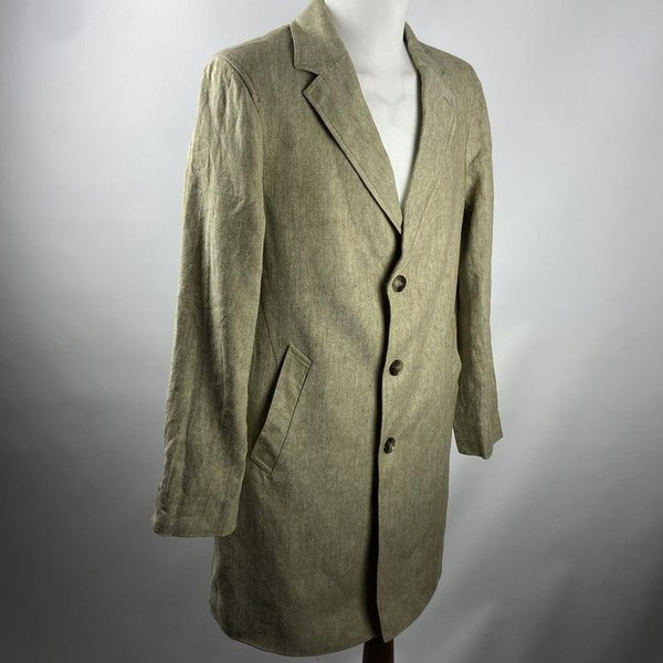 Men Sand Coat Beige Linen XL