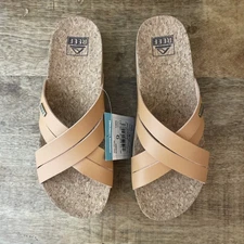 REEF Women’s Cushion Kaia Cross Platform Flip Flops Sandals Natural Sz 9 NEW