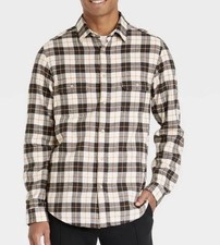 Goodfellow  Co Standard Mens Flannel Button Up Long Sleeves Shirt Size M
