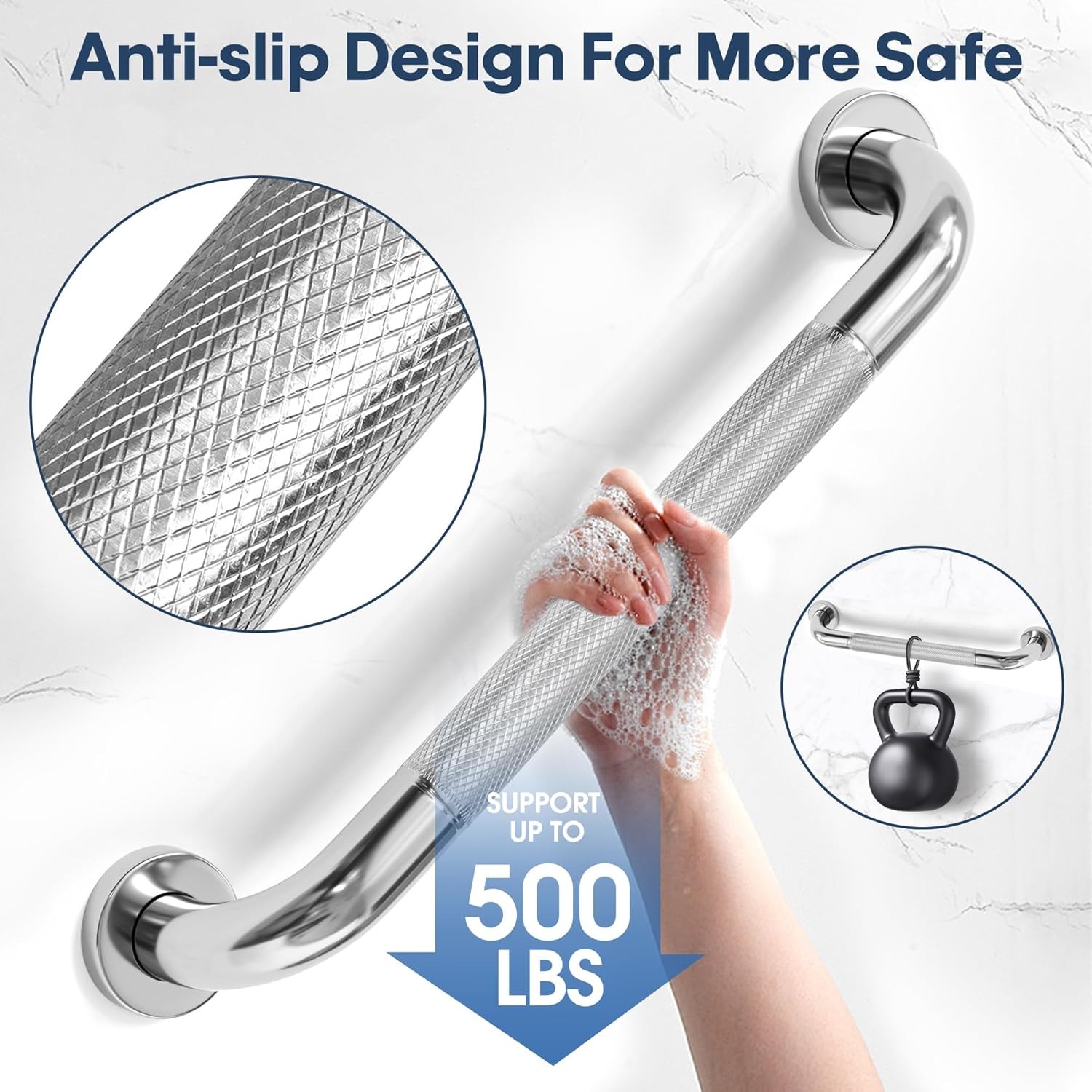 Grab Bars for Bathtubs and Showers 2 Pack,16 Inch Anti-Slip Shower Grab Bars for