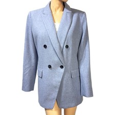 LOFT Women  s Blazer jacket Blue Wool Blend size 16 Double Breasted NWT