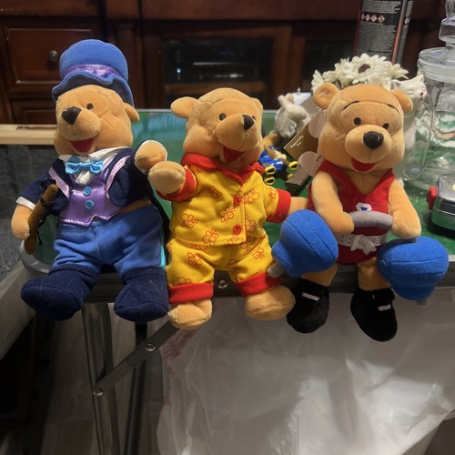 Disney Store Winnie The Pooh lot of 3 Bean Bag 8"