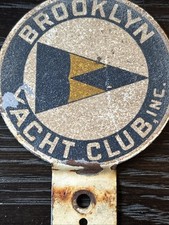 1920s Era Brooklyn Yacht Club Boating New York License Plate Topper Placard 1920s Era Brooklyn Yacht Club Boating New York License Plate Topper Placard