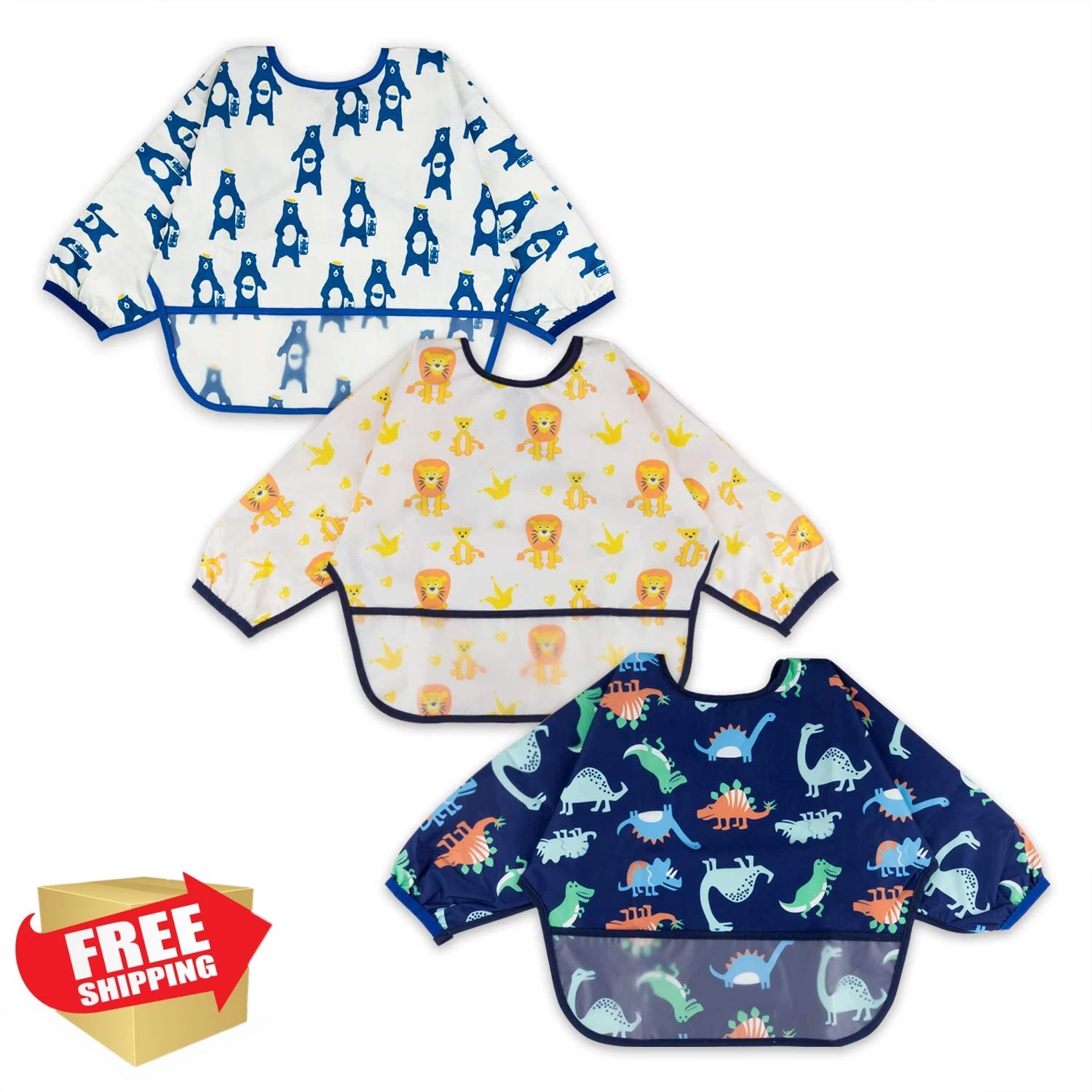 Baby Noah bibs 6-24m Bear Lion Dinosaur