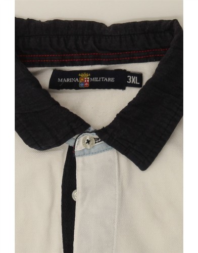 MARINA MILITARE Mens Graphic Rugby Polo Shirt 3XL White Striped Cotton PY22 - Picture 4 of 4