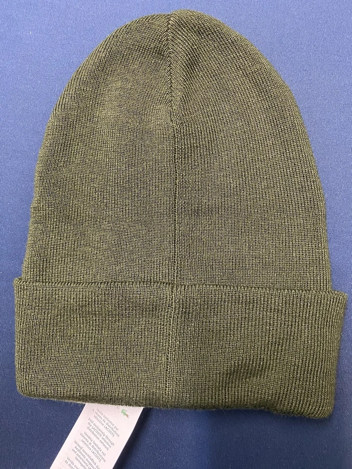 Adulto Unisex Lacoste Big Croc Hombre’s Mezcla de Lana Tejido Gorro Sombrero Verde Foto 2 de 3