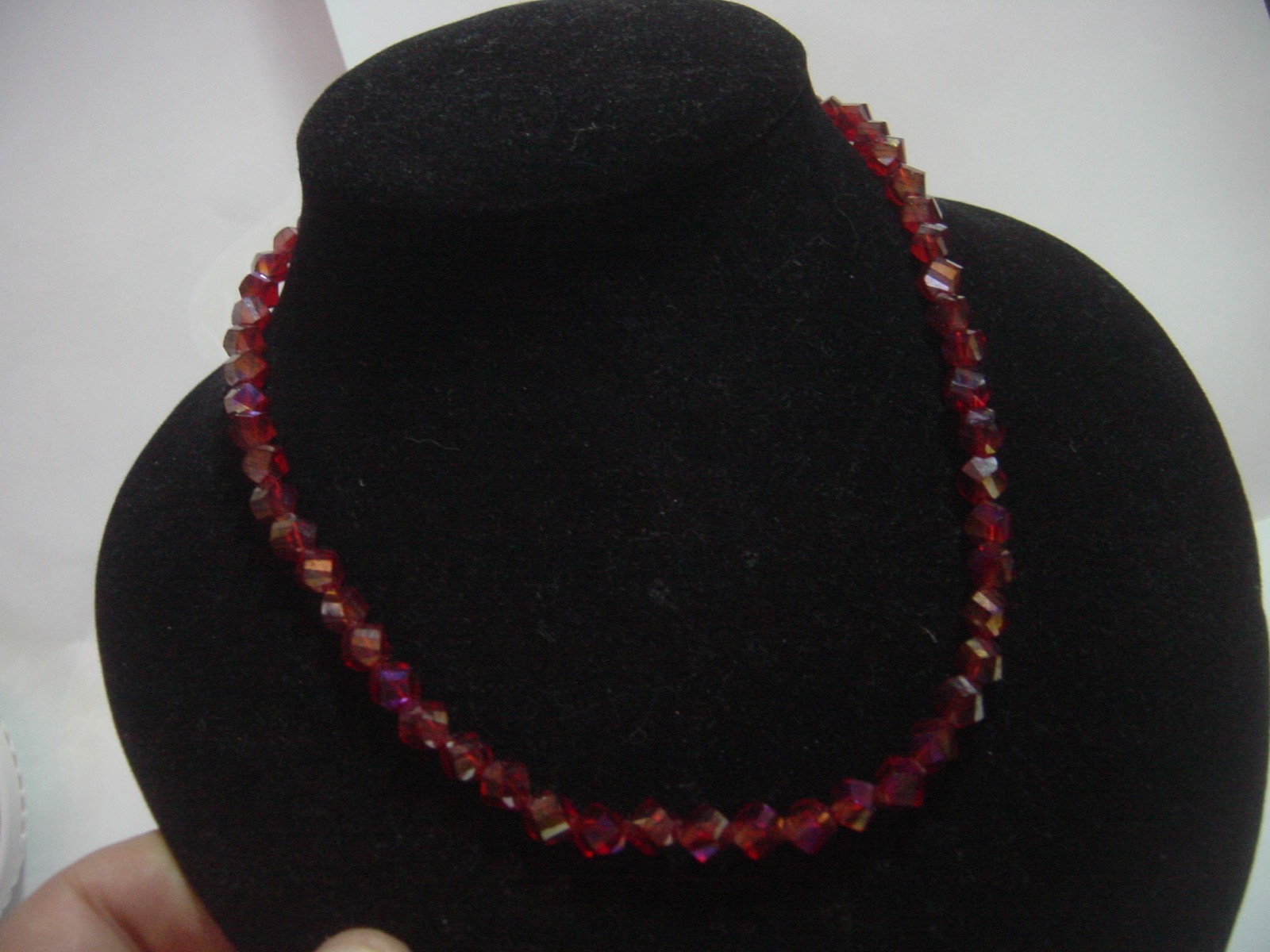SOLID SILVER -SUPERB-GENUINE RED CRYSTAL NECKLACE… - image 3