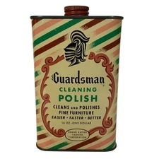 Vintage Guardsman Cleaning Polish Tin Can 16 Oz Striped Design Furniture Wood
