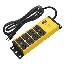 Magnetic Heavy Duty Power Strip Surge Protector 20Amp, 12 Gauge 25FT Yellow