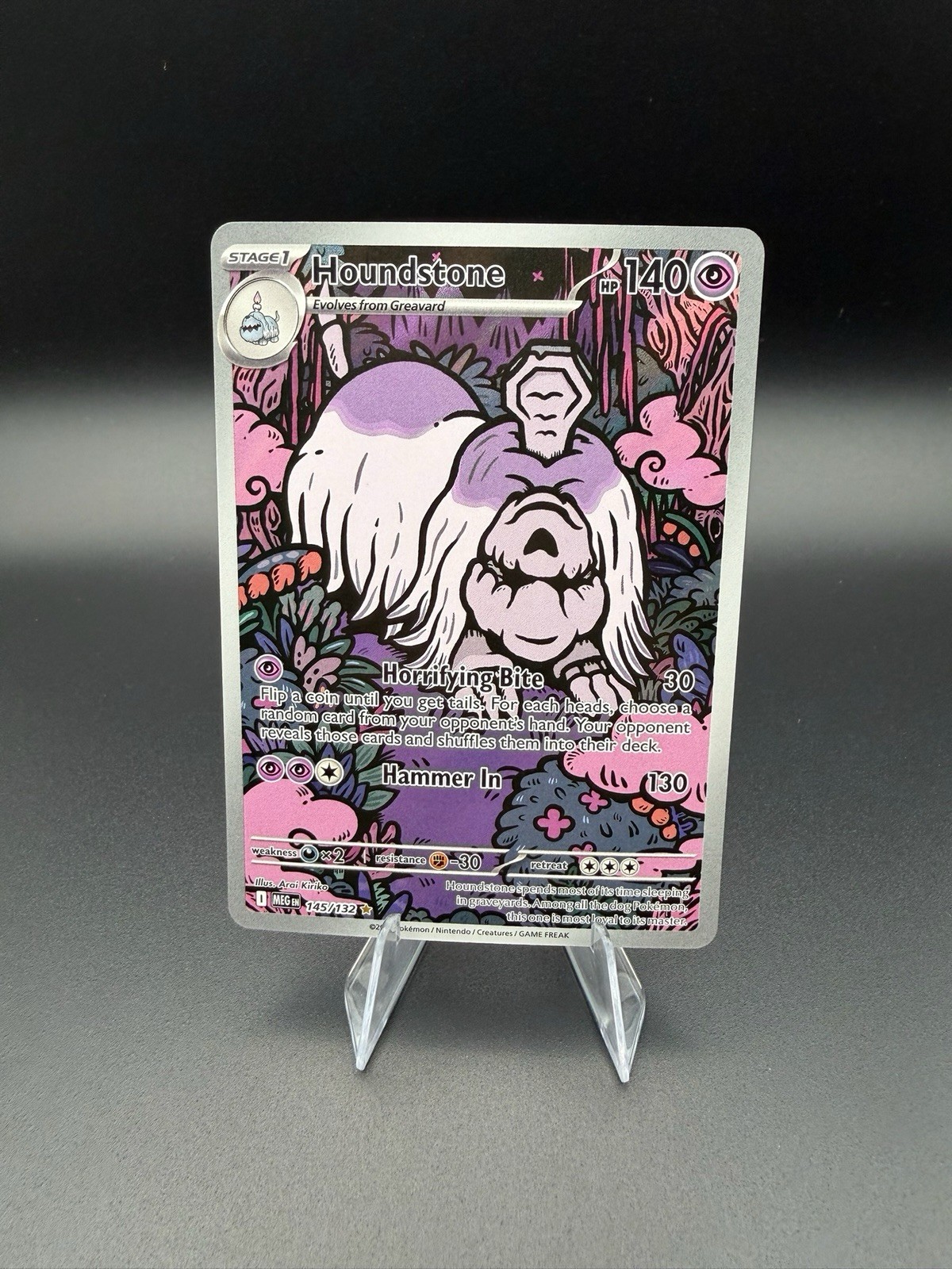 Pokemon Mega Evolution Houndstone Illustration Rare Holo Card 145/132 NM