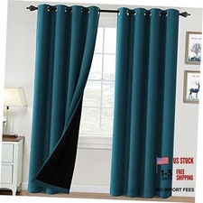 100 Blackout Curtains for Bedroom Thermal 52"W x 84"L Pack of 2 Dark Teal
