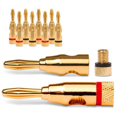 NAUC Bananenstecker 4mm schraubbar 24K vergoldet Lautsprecherkabel 10x Stecker