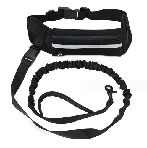 Adjustable Hands Free Dog Leash Lead + Waist Bag Belt Running Jogging Walking - Picture 12 of 31