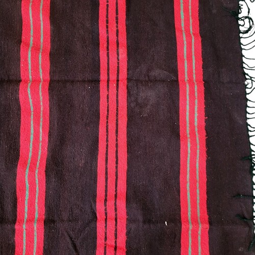 Vintage Handmade Moroccan Brown Rug Red Green Stripes Berber Tribal Wool Carpet - Picture 13 of 24