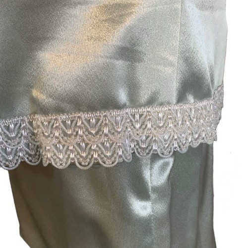 VINTAGE 1980'S HANDMADE HOMEMADE MINTY GREEN SATIN SKIRT SET SIZE APPX XL - Picture 10 of 13