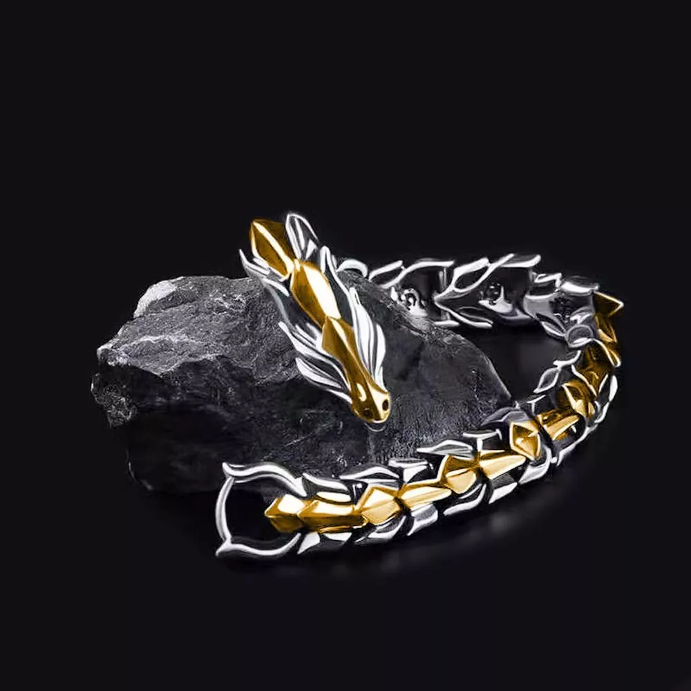 Viking Dragon Scale Link Chain Bracelet Men S Ouroboros Bangle
