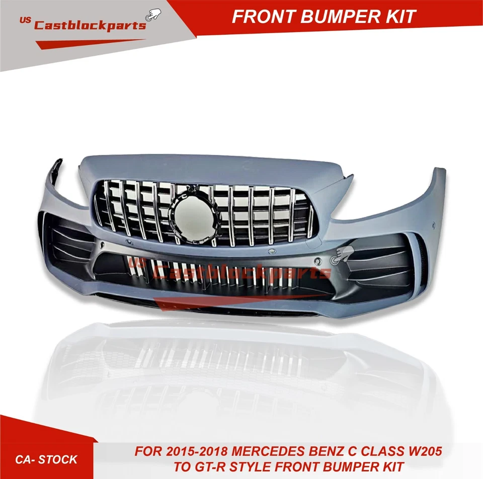 Upgrade 2015-2021 Mercedes Benz C Class W205 C300 to GT-R Style Front Bumper Kit - Image 3 of 4