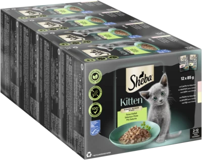 48x85g Sheba Katzenfutter Nassfutter Kitten Feine Vielfalt in Sauce